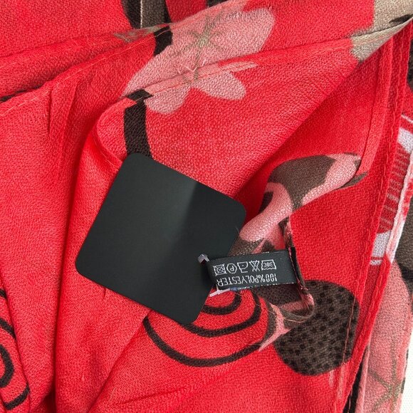 Floral Geometric Infinity Scarf: Red, Brown & Pink Abstract Circle Scarf - Picture 7 of 11